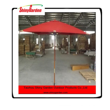 Parapluie pliable de plage de jardin de 8 de poteaux en bois de nervures de haute qualité, cadres en bois de parapluie